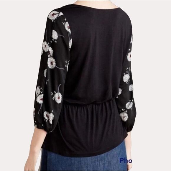 Deletta Anthropologie Wished Blooms Dandelion Peplum Top Blouse XS bv - Picture 3 of 14